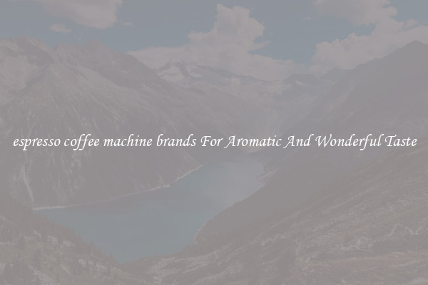 espresso coffee machine brands For Aromatic And Wonderful Taste
