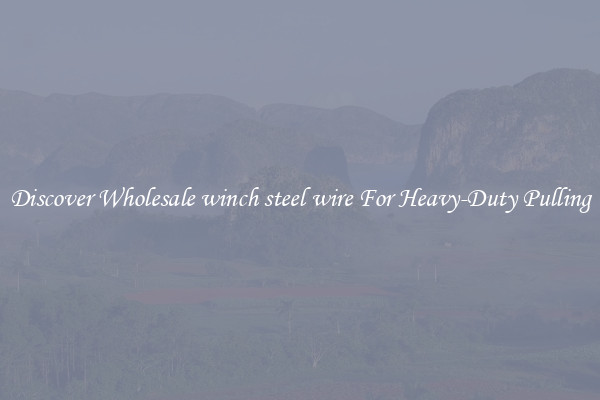 Discover Wholesale winch steel wire For Heavy-Duty Pulling
