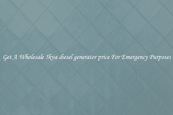 Get A Wholesale 5kva diesel generator price For Emergency Purposes