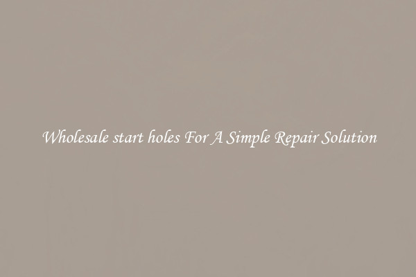Wholesale start holes For A Simple Repair Solution